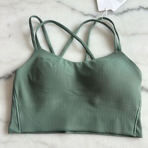 Lululemon Like a Cloud Ribbed Longline Bra B/C Cup size 4 Grey Eucalyptus NWT